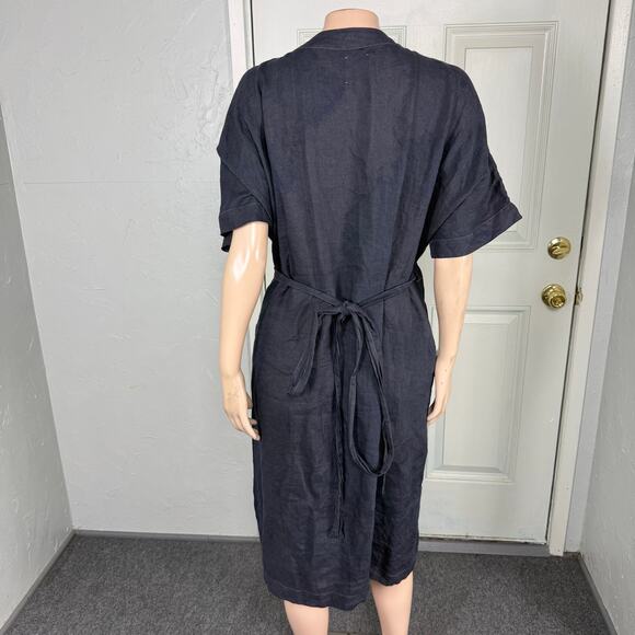 Linen tales Closet Women's Linen Dress Wrap One Size Vine Gray K3-23 - Picture 4 of 8